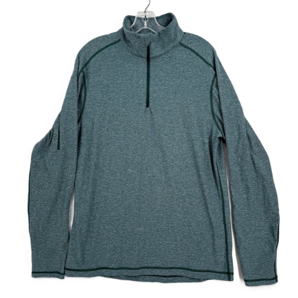 Lululemon 1/4 Zip Mens Shirt Large Green Heathered Stretch Pullover Running